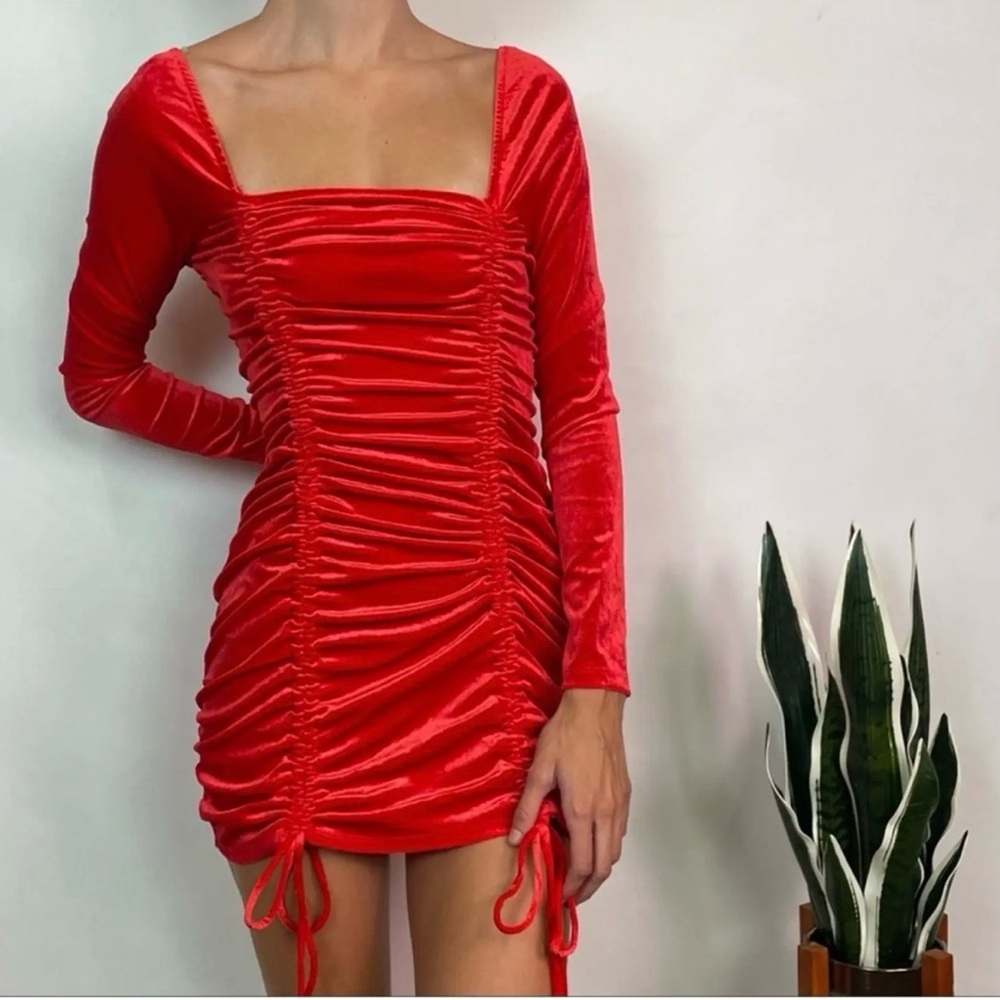 Elegant Red Ruched Dress Target